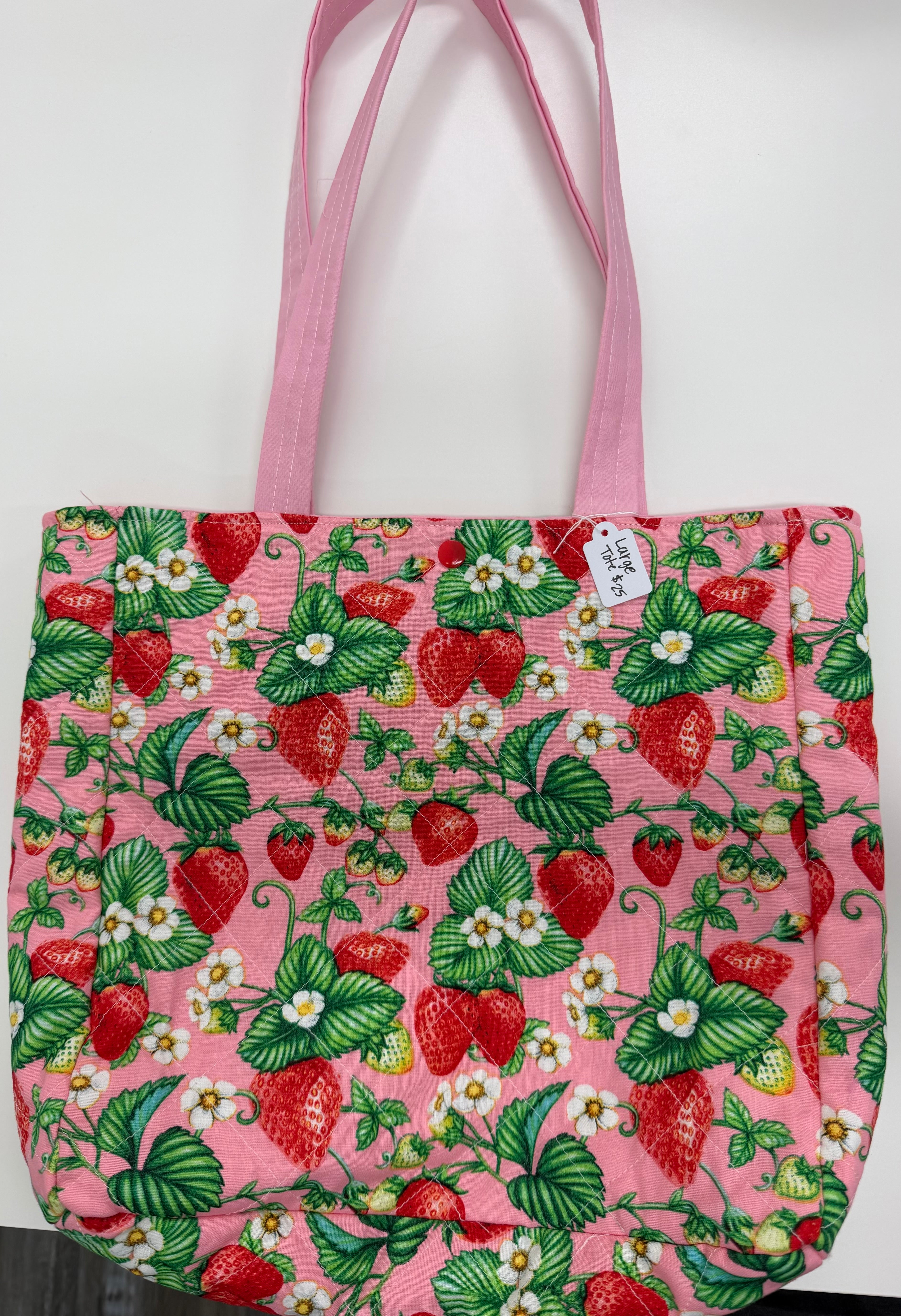 Large Strawberry Tote- Tiny Jungles