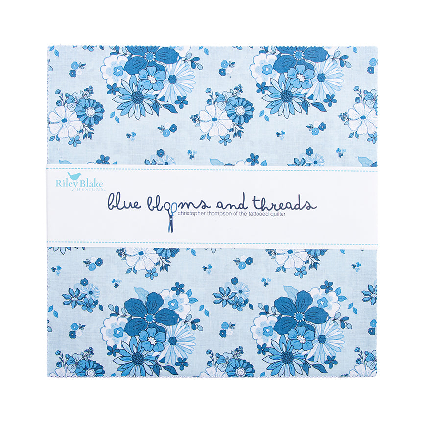 Blue Blooms and Threads by Christopher Thompson for RBD - 10 Inch Stacker, 42 Pcs.