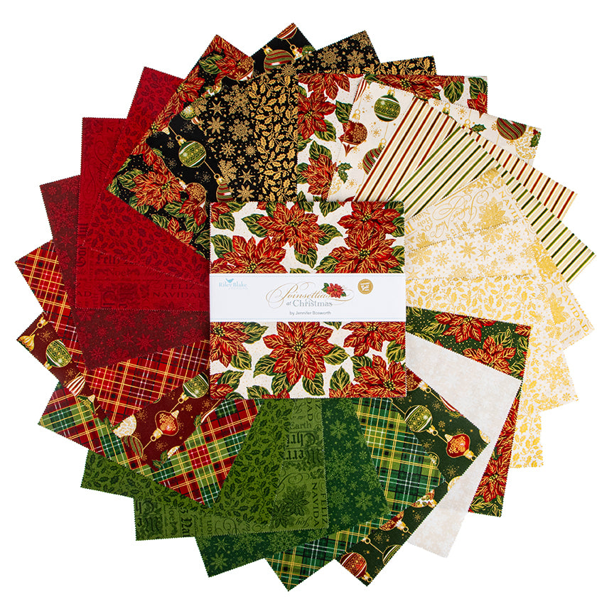 Poinsettias at Christmas 10 Inch Stacker, 42 Pcs.