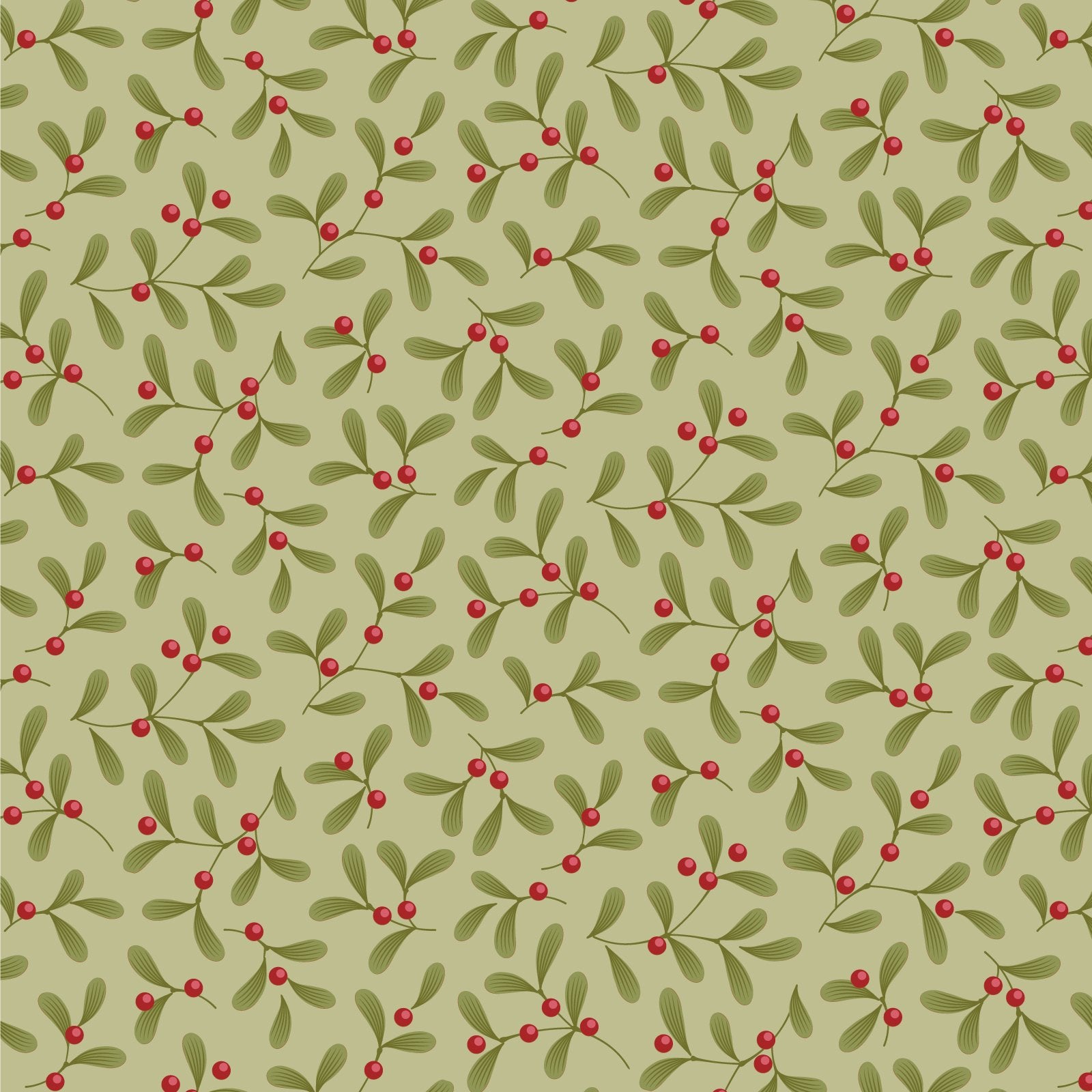 Tilda Merry Little Christmas- Mistletoe Pistachio - TIL100633 - 1/2 Yard