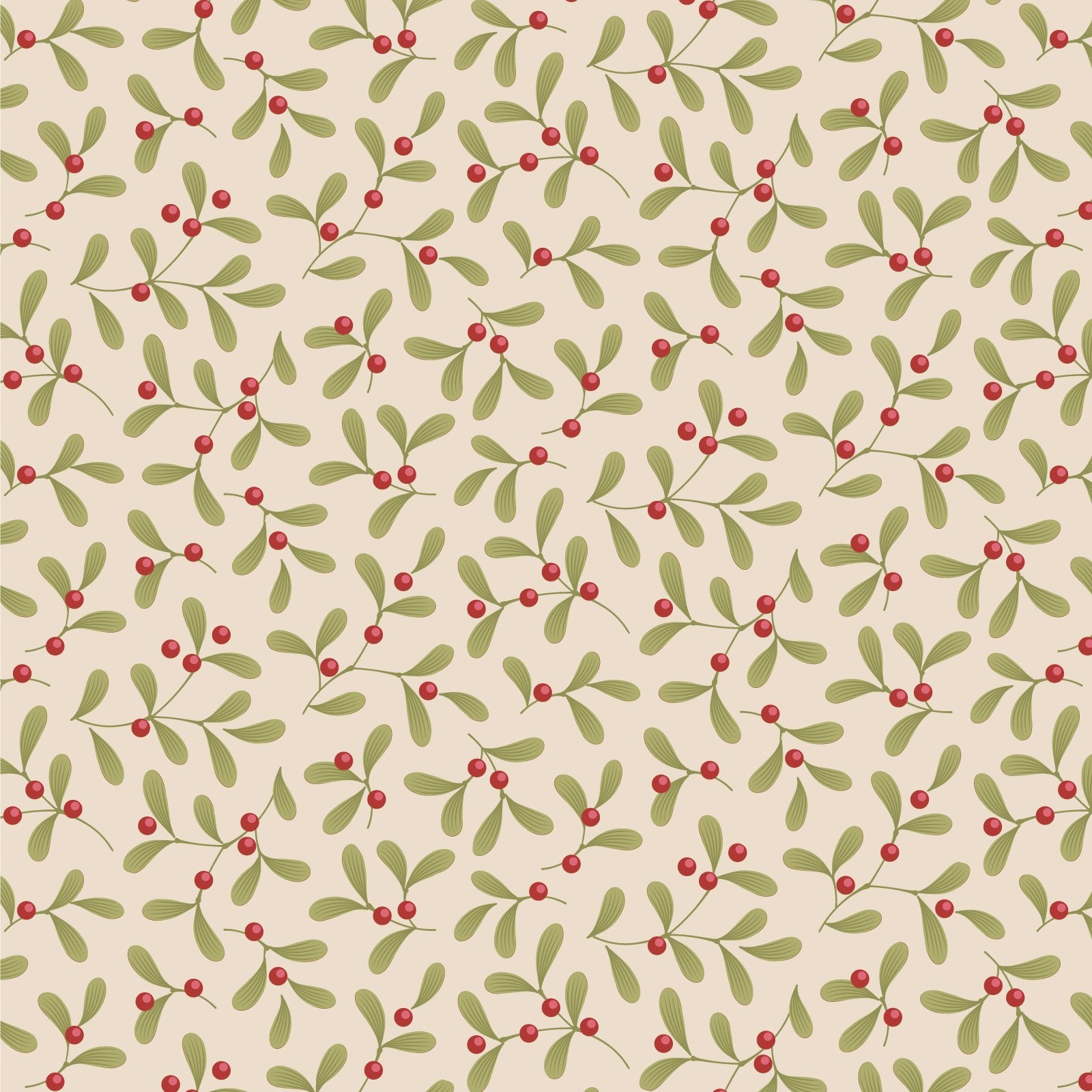 Tilda Merry Little Christmas- Mistletoe Cream - TIL100639 - 1/2 Yard