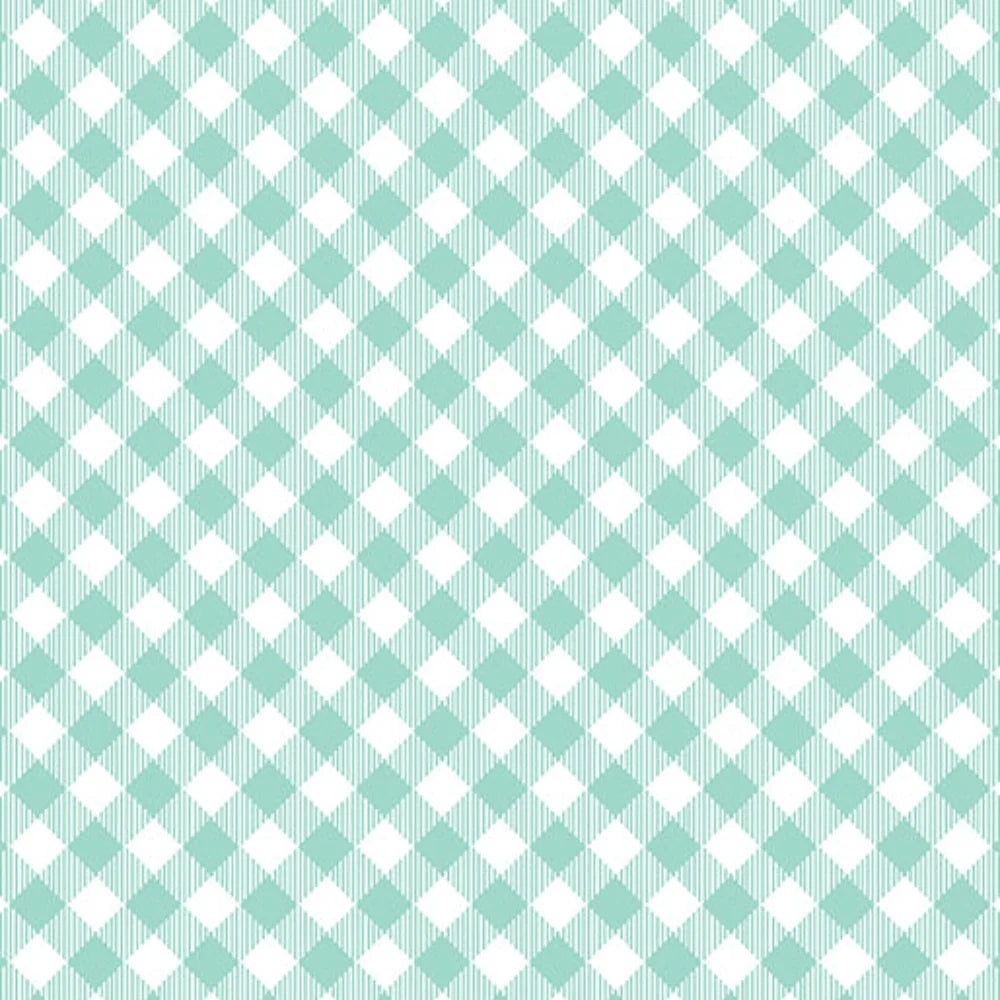 Benartex Enjoy the Ride by Greta Lynn - Aqua- Plaid Cotton - 1/2 YARD