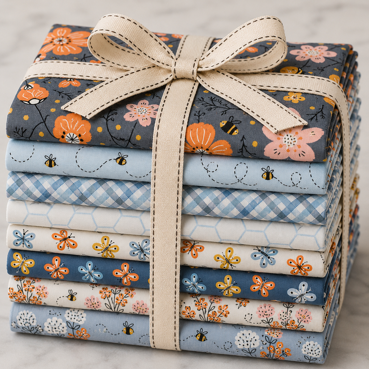 BEE KIND & CURIOUS - 8 Piece Fat Quarter Bundle by ©Yupcat for QT Fabrics 18"X21"