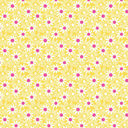 Henry Glass Nana Mae 1667-44 Yellow Daisies -1/2 Yard