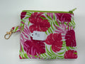 Pink and Green Palm Leave Small Keychain Zipper Pouch - Tiny Jungles
