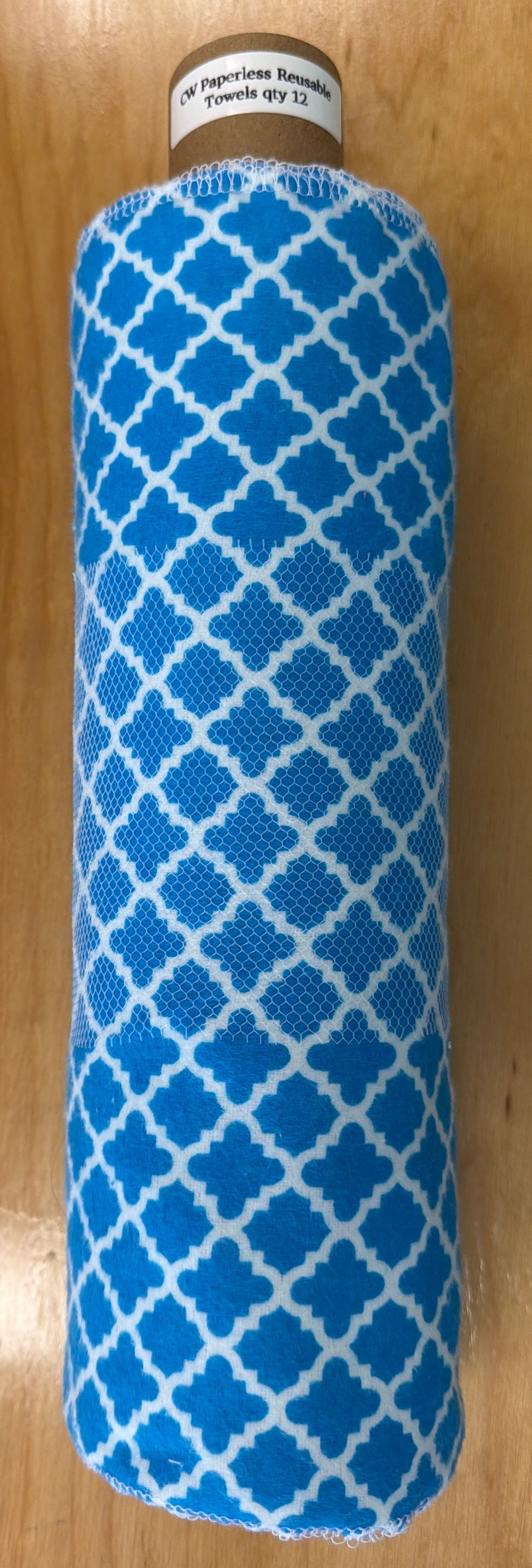 CW Blue Geometric Paperless Reusable Towels qty 12