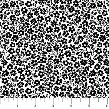Ebony and Ivory - White - mini Flower for Northcott Fabrics - 1/2 YARD