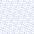 Delft Dynasty by Deborah Edwards- Flower toss - White/Blue for Northcott -1/2 Yard