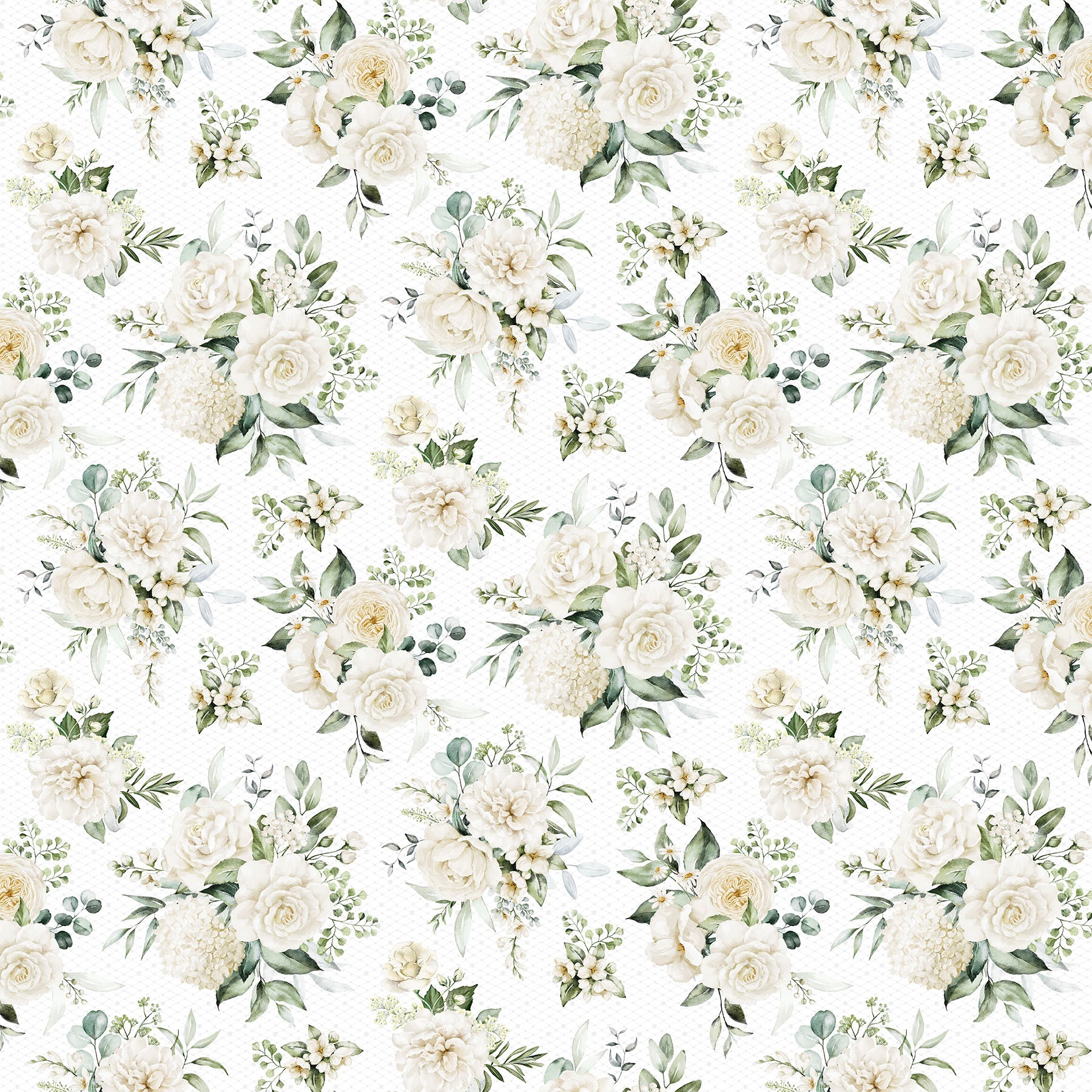 White Wedding Floral White by Northcott Studio for Northcott Fabrics - 1/2 YARD