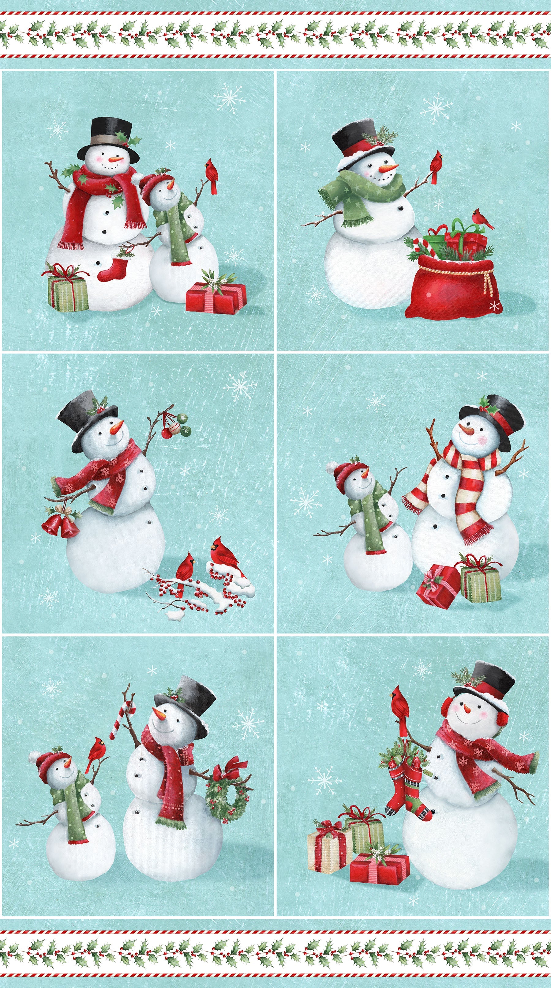 Holly Jolly Blocks Turquoise Multi by Emma Leach for Northcott - 1/2 YARD