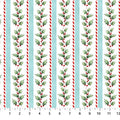 Holly Jolly Holly Stripe White Multi by Emma Leach for Northcott - 1/2 YARD