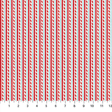 Holly Jolly Candycane Stripe White Multi by Emma Leach for Northcott - 1/2 YARD