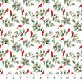 Holly Jolly Cardinal & Holly White Multi by Emma Leach for Northcott - 1/2 YARD