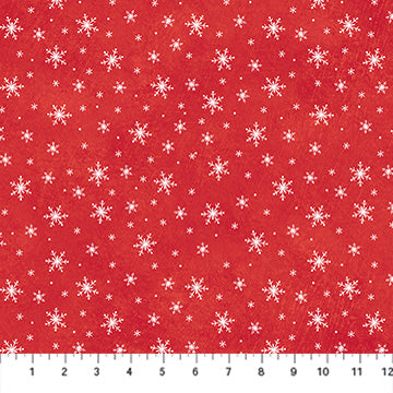 Holly Jolly Snowflake Red by Emma Leach for Northcott - 1/2 YARD