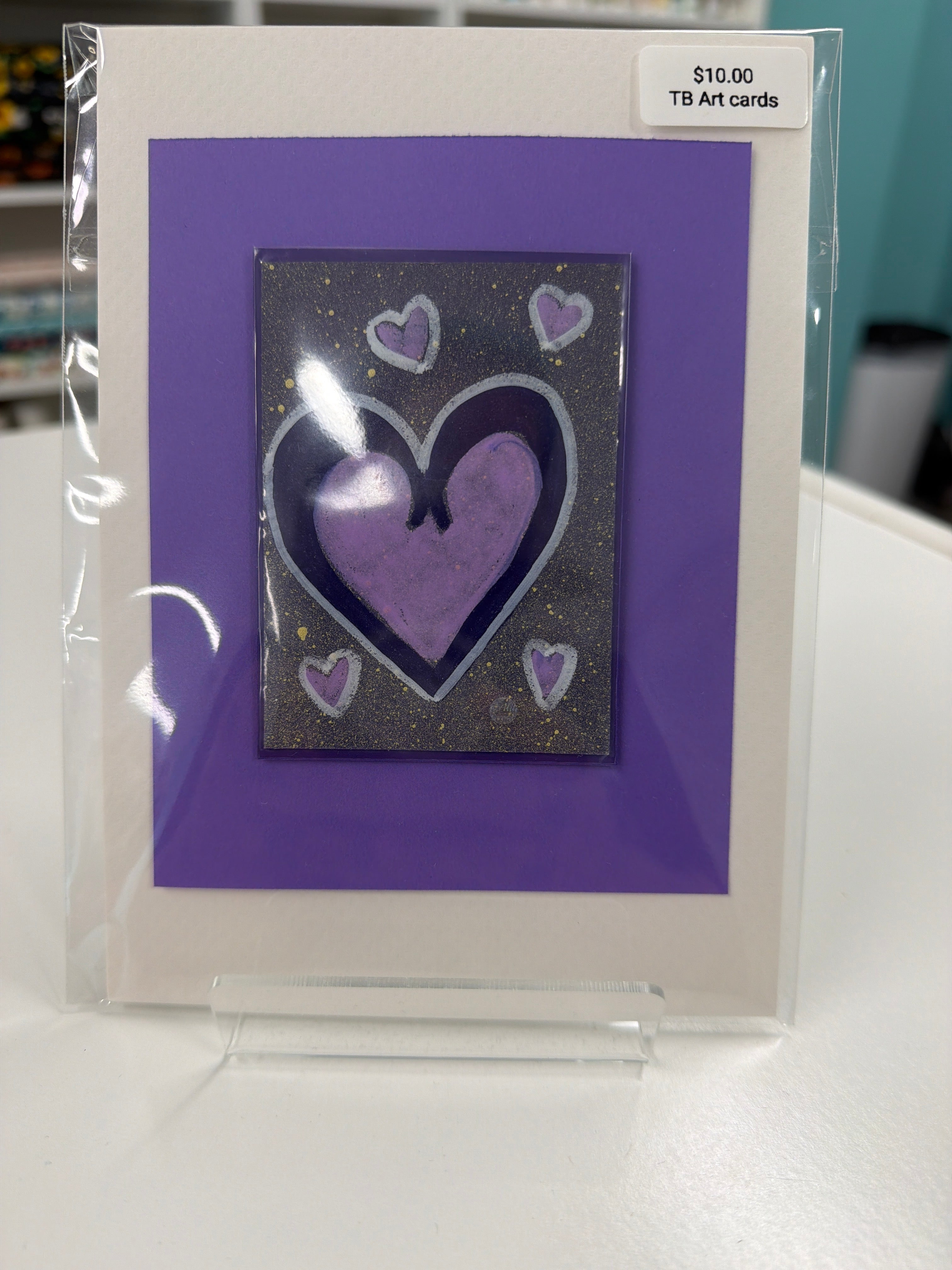 ACEO - Original Art Card - Purple Heart - by local artist eat0_0Cake - 2" X3" (Copy)