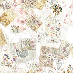 Birdsong Bird Collage White - 1/2 Yard