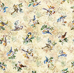 Birdsong Bird Toss Tan - 1/2 Yard