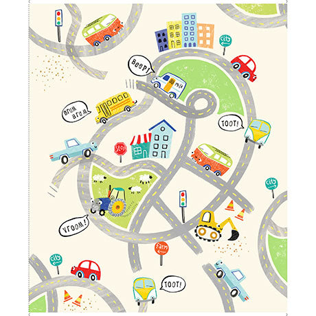 VROOM VROOM TRANSPORTATION PLAYMAT - QT Fabrics 30826E - PANEL