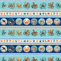 Deep Sea Dazzle Undersea Border Stripe By Morris Creative Group from QT Fabrics - 1/2 yard