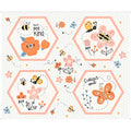Bee Kind & Curious - Bee & Floral Hexagon Patch Panel - Ecru