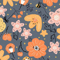 BEE KIND & CURIOUS - FLORAL & BEES by ©Yupcat for QT Fabrics - 1/2 Yard