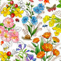 HEALING GARDEN BOTANICAL FLORAL by Jane Maday for QT fabric -1/2 Yard