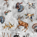 Wildlife Toss - Gray - by Morris Creative Group for QT Fabrics - 1/2 Yard