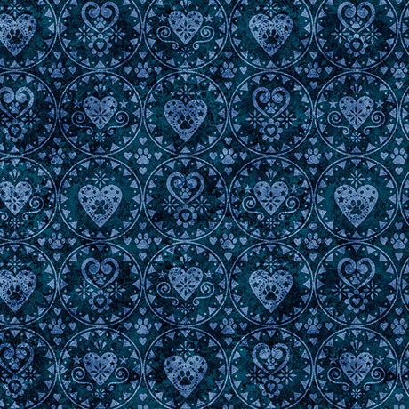 QT Cuties 2 - Heart Pawprint Geo - Navy