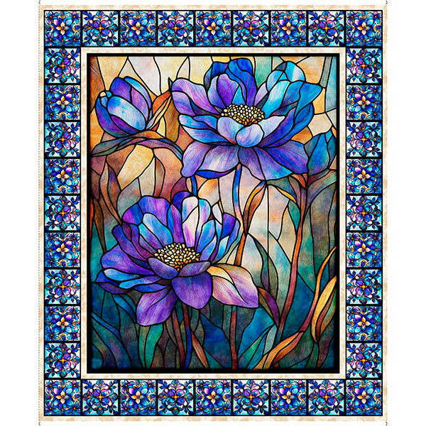 Mosaic Blooms - Stained Glass Floral Panel - Multi