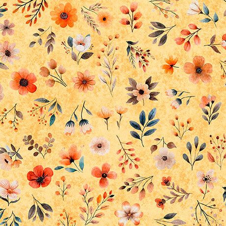 Pandaland Small Floral Light Orange by Morris Creative Group for QT Fabrics - 1/2 YARD