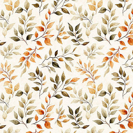 Pandaland Leaf Sprigs Cream by Morris Creative Group for QT Fabrics - 1/2 YARD