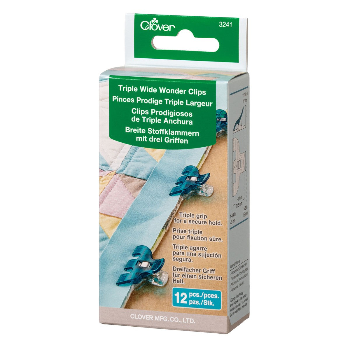 Clover Triple Wide Wonder Clips – 12 Count