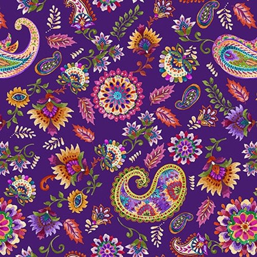 Petra Purple Paisley w/ Medallions B-3273-55 - 1/2 Yard