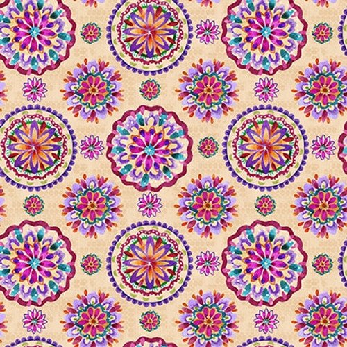 Petra Ivory Medallions B-3278-41 - 1/2 Yard