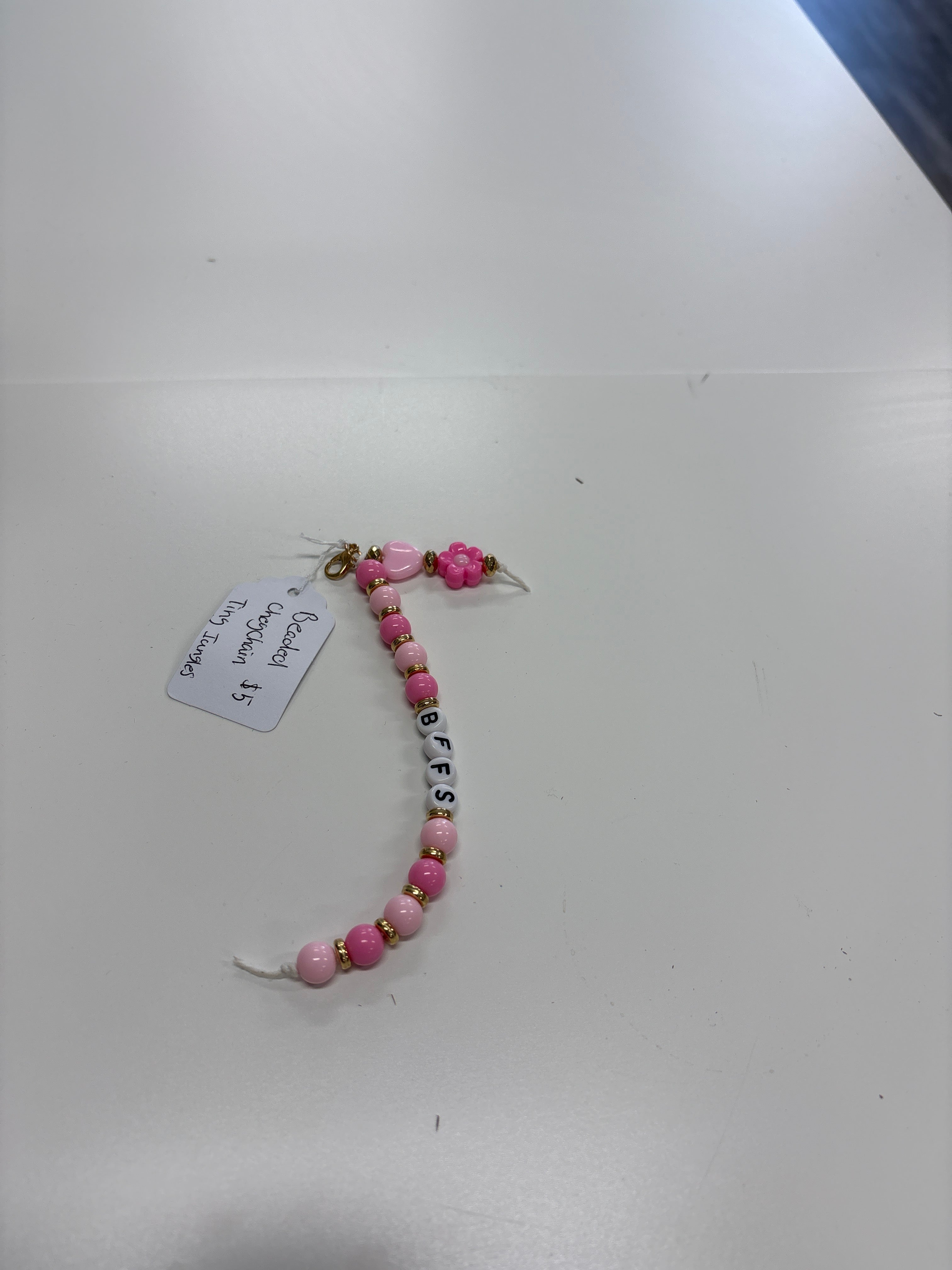 Pink Beaded Keychain- Tiny Jungles