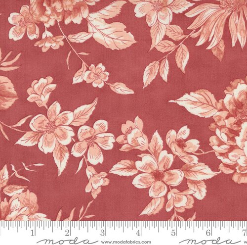 Sandalwood - Rosewood Camellia Florals - 1/2 Yard