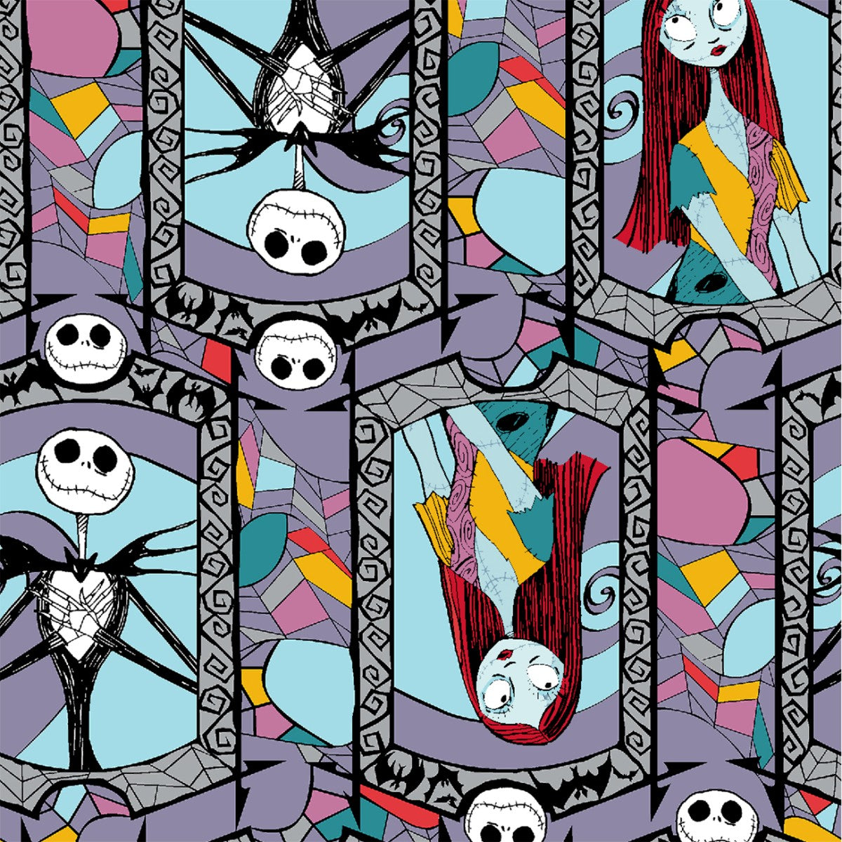 The Nightmare Before Christmas Stained Glass Disney Licensed Cotton - 1/2 Yard