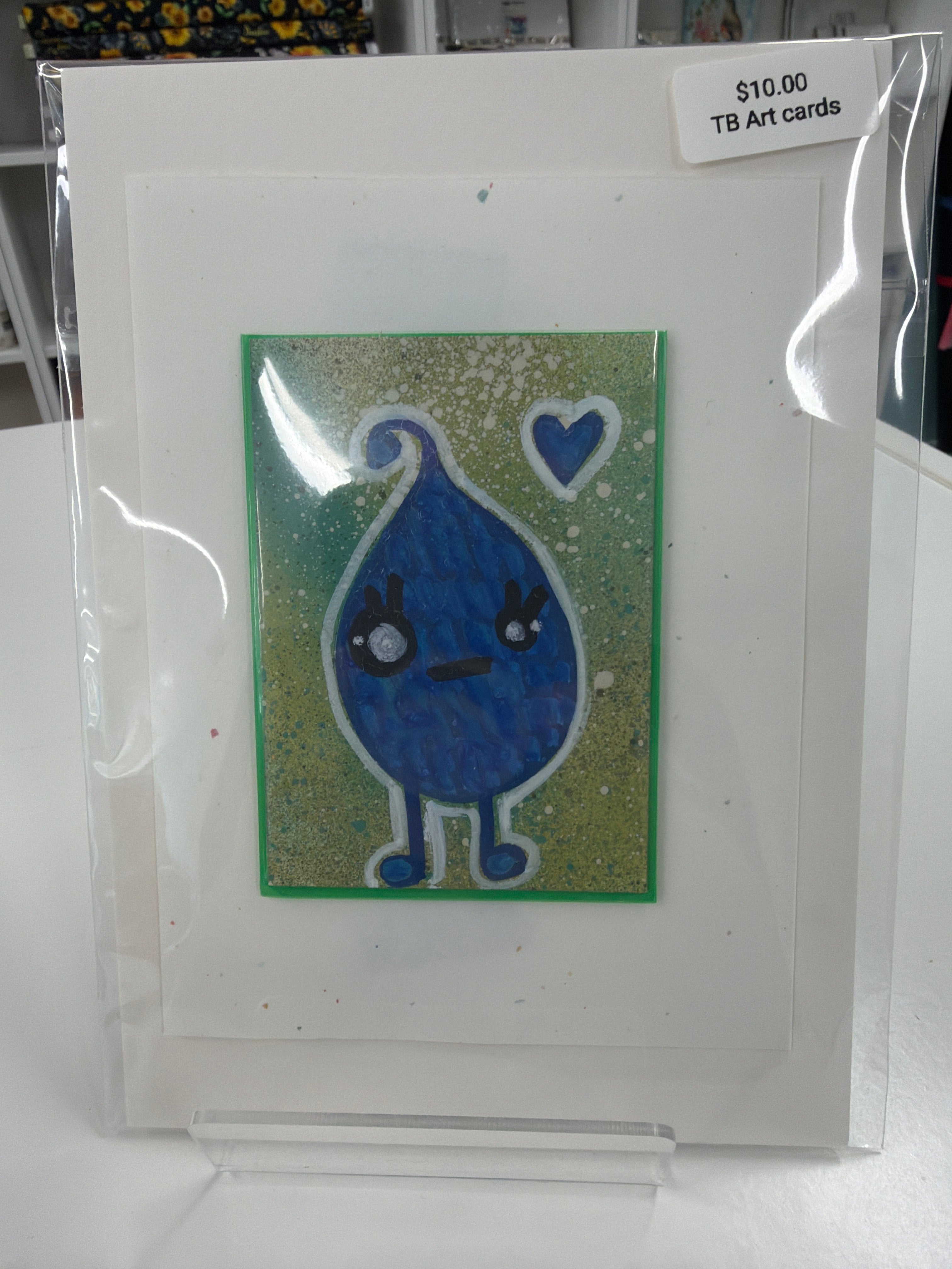 ACEO - Original Art Card - Blue Seed - by local artist eat0_0Cake - 2" X3"