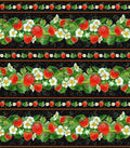 Strawberry Border Stripe Black 729E-Black -1/2 Yard