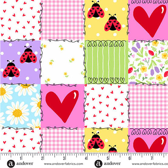 Little Ladies Picnic Patchwork Blossom by Tami Jones for Andover Fabrics - 1/2 YARD