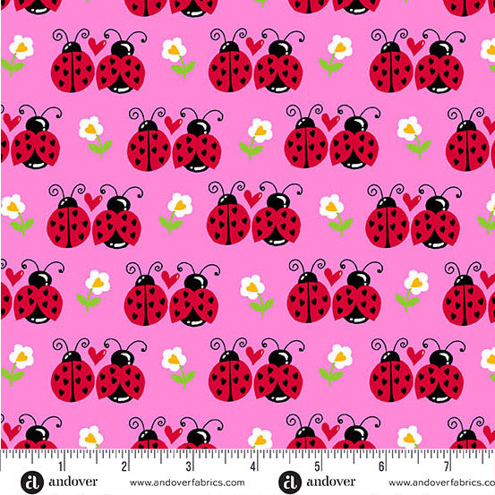 Little Ladies Flutter Friends Hot Pink by Tami Jones for Andover Fabrics - 1/2 YARD