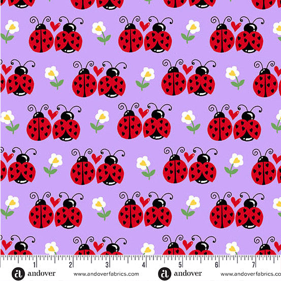 Little Ladies Flutter Friends Lilac by Tami Jones for Andover Fabrics - 1/2 YARD