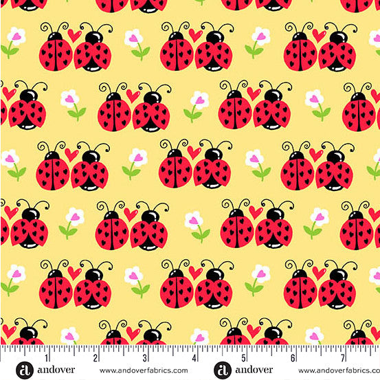 Little Ladies Flutter Friends Sunshine by Tami Jones for Andover Fabrics - 1/2 YARD