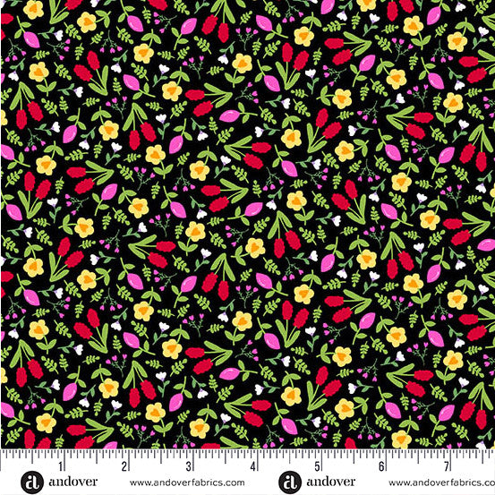 Little Ladies Giggle Garden Ink by Tami Jones for Andover Fabrics - 1/2 YARD