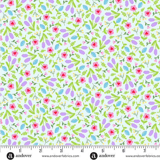 Little Ladies Giggle Garden Sky by Tami Jones for Andover Fabrics - 1/2 YARD
