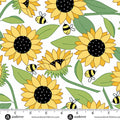 Sunny Honey by Amy Latta Blooms Abuzz White - 1/2 Yard