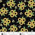 Sunny Honey by Amy Latta Sunny Bouquet Black- 1/2 Yard