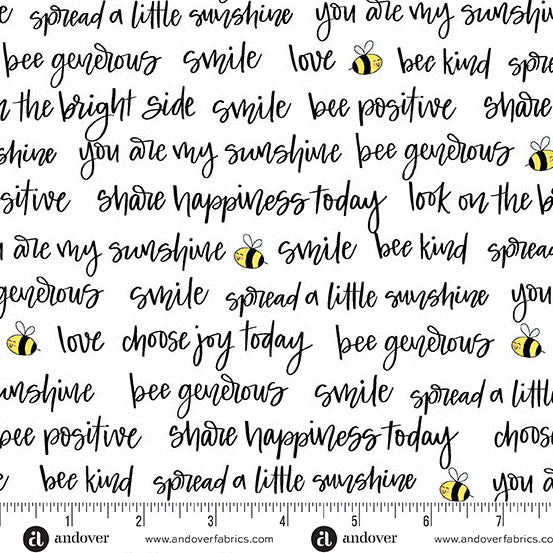 Sunny Honey by Amy Latta Bee Positive White - 1/2 Yard