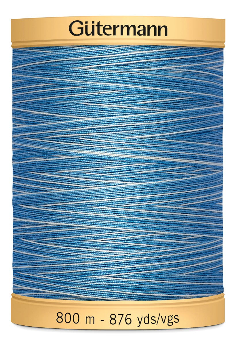 Gutermann Cotton 50wt Variegated 800m/876yd Thread - Blue Awakening
