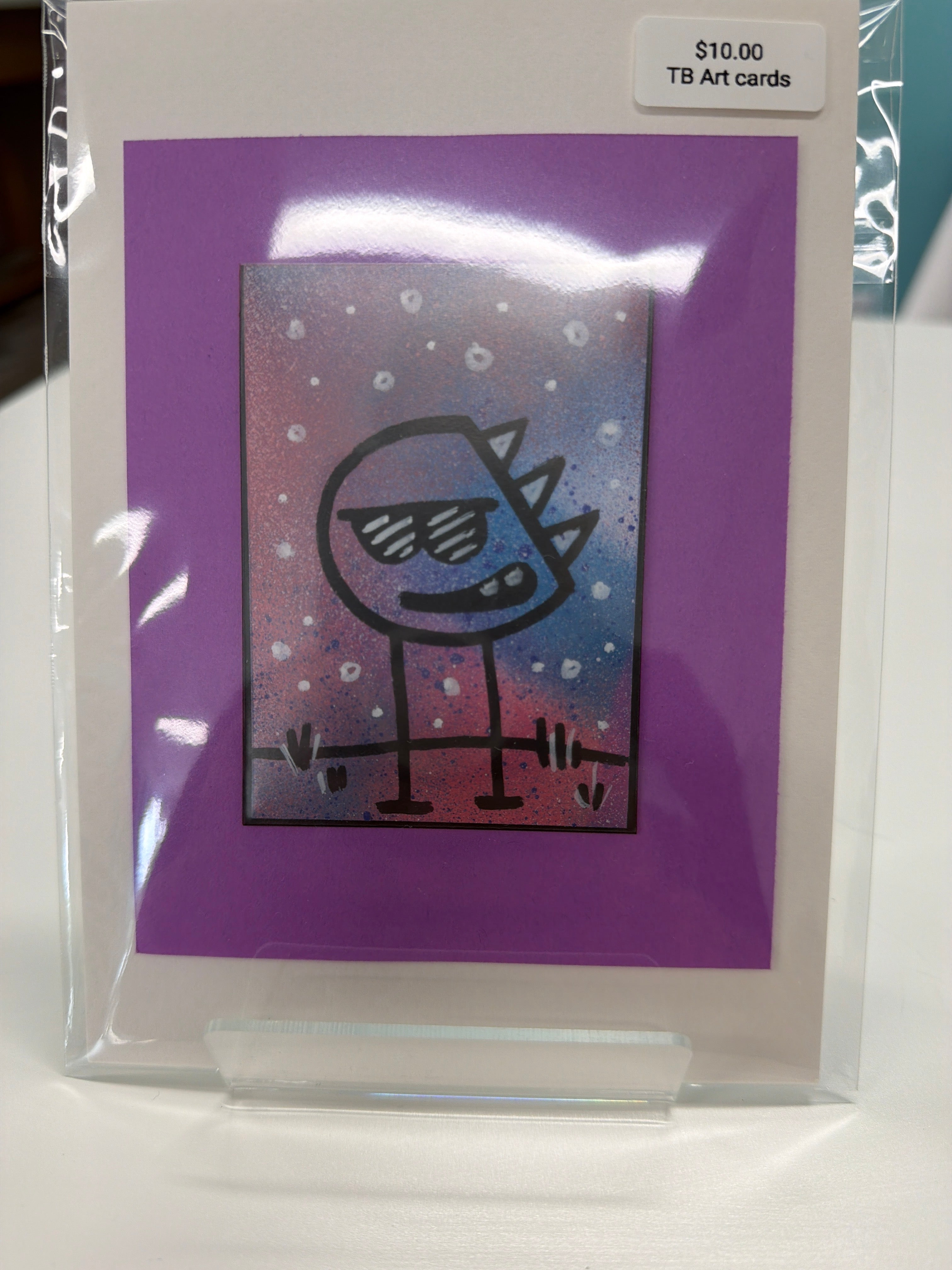ACEO - Original Art Card - cool dude- by local artist eat0_0Cake - 2" X3"